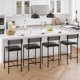 thumbnail image 1 of Set of 4 37-pulgada bar stools con metal legs, pu asientos, backrests, y footrests - rustic gris kitchen height forrado stools para dining room, kitchen, y party, 1 of 7