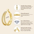 thumbnail image 3 of YOUNGYUE 14K Gold Plated Hoop Earrings for Women, Hypoallergenic CZ Double Hoop Earring, 25mm, Jewelry Gifts, 3 of 6