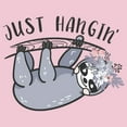 thumbnail image 2 of Girl's Lost Gods Sloth Cartoon Just Hanging  Graphic Tee Light Pink Small, 2 of 4
