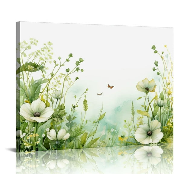 JRXY  Abstract Floral Canvas Wall Art Grey Cream White Grass Flowers Canvas Pictures Modern Landscape Painting Botanic Artwork for Living Room Bedroom Kitchen Office Wall Decor  pattern1