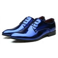 thumbnail image 4 of Santimon Men Blue Oxford Shoes Pointed Toe Dress Shoes Classic Formal Business Shoes 7.5 US, 4 of 8