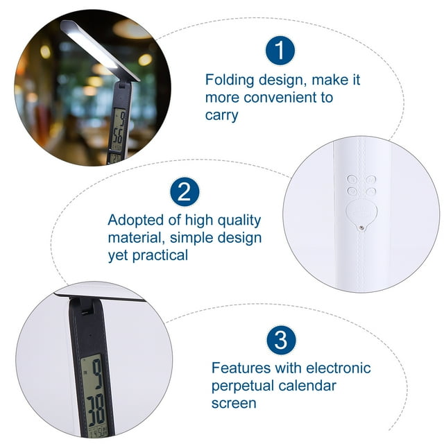 WRITWAA 1Set Desk Lamp Foldable Led Rechargeable For Reading Lovers White