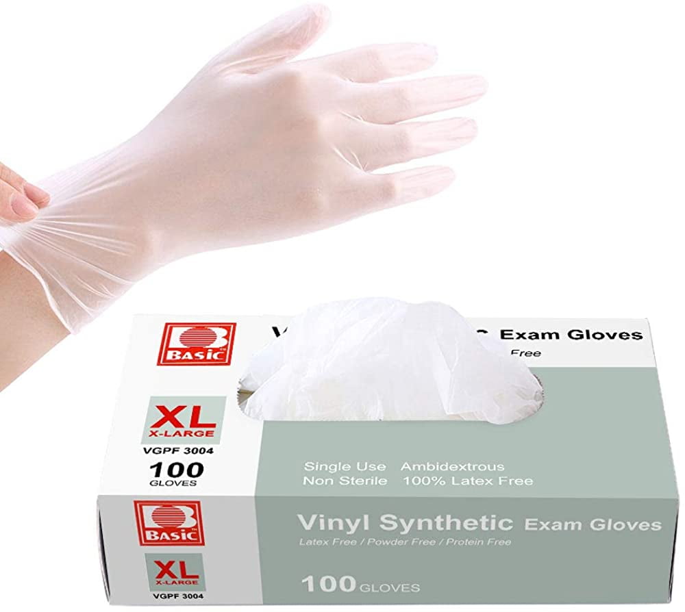 Box of 100 Pieces Disposable Gloves Clear Gloves Clear Vinyl Gloves Large Gloves 