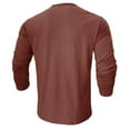 thumbnail image 4 of Wyobmus Men's Long Sleeve Cotton Lined Shirts Casual Fashion Tunic Pullover Lightweight Solid Color Round Collar Undershirt Red, 4 of 7