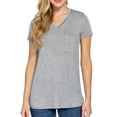 thumbnail image 2 of Women's Short Sleeve V-Neck Relaxed Fit T-Shirt with Chest Pocket 3-Pack, 2 of 4
