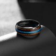 thumbnail image 3 of 1 piece of 8 mm black wooden design blue -green protein stone design men's tungsten steel ring,Blue,7, 3 of 9
