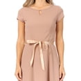 thumbnail image 5 of Women's Casual Solid Flared A Line Swing Dresses Short Sleeve With Belt Trim, 5 of 6
