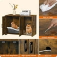 thumbnail image 3 of Litter Box Enclosure, Cat Litter Box Furniture Hidden, with Scratching Mat, Wooden Cat Washroom Indoor, 31.5" L x 19.7" W x 21.7" H, Rustic Brown, 3 of 18