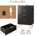thumbnail image 2 of Black Dresser for Bedroom, 4 Drawer Dresser with Gold Metal Handles & Chests of Drawers, Chests of Drawers for Hallway, Bedroom, 2 of 7