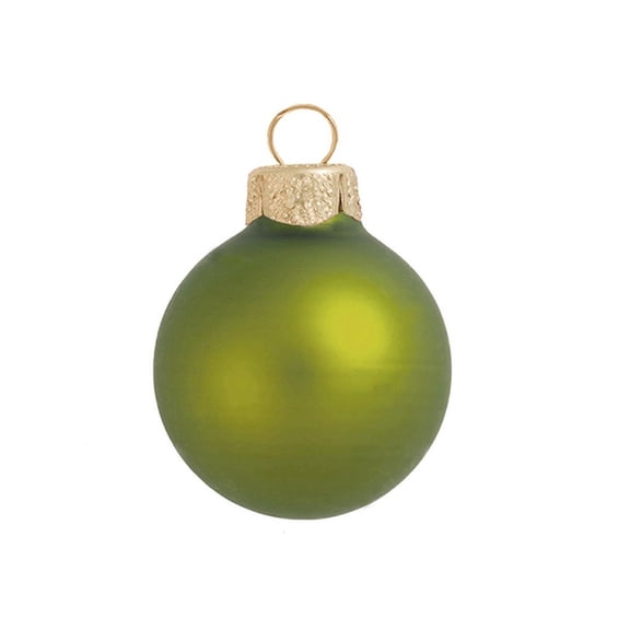 28ct Matte Green Kiwi Glass Ball Christmas Ornaments 2" (50mm)