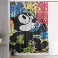 thumbnail image 1 of Cortina de ducha con diseño de gato Félix, diseño de dibujos animados, con 12 ganchos, impermeable, lavable, de poliéster, para decoración del baño, 60 x 72 pulgadas, de hierro, 1 of 8