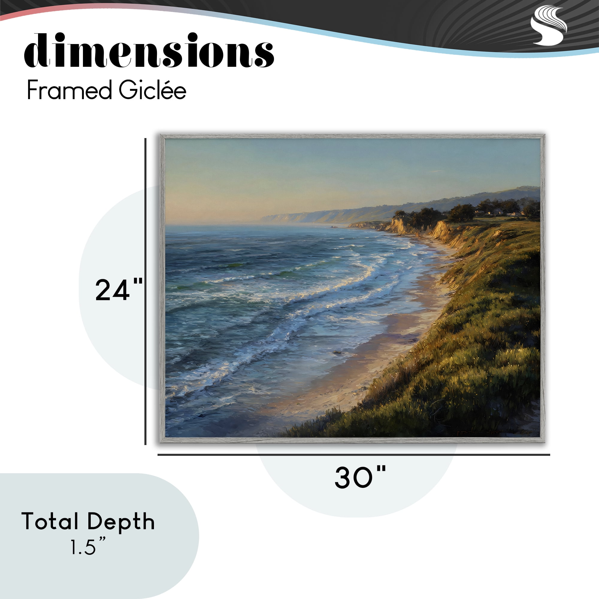 Stupell Industries Rounded Coastline View Gray Framed Giclee Art, design by Franklyn Gregory