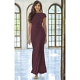 thumbnail image 4 of KOH KOH Long Cap Short Sleeve Flowy Fishtail Wedding Party Evening Prom Gala Cocktail Bridesmaid Full Floor Length Tube Formal Maxi Dress Gown For Women Maroon Wine Red Medium US 8-10 NT165, 4 of 5