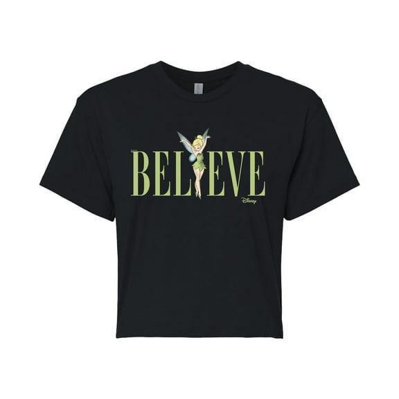 Tinker Bell - Believe - Juniors Cropped Cotton Blend T-Shirt