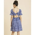 thumbnail image 3 of MoomayaWomens PrintedSquare Neck Summer Dress,Short PuffedSleeves Tiered Cotton Dress, 3 of 8