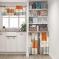 thumbnail image 2 of 36 Inch Kitchen Curtains Beige and Orange Abstract Art Window Curtains and Valances Set of 3,White Modern Art Background Short Tier Curtain for Kitchen,Vintage Small Kitchen Decor, 2 of 5