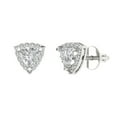 thumbnail image 2 of 0.86 Ct Triangle Cut Halo Studs Clear Crystal 18K White Solid Gold Everyday Dainty Earrings Screw Back, 2 of 7