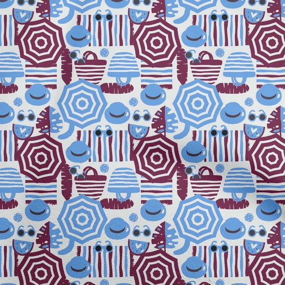 oneOone Cotton Poplin Medium Blue Fabric Beach Sewing Fabric By The Yard Printed Diy Clothing Sewing Supplies 42 Inch Wide