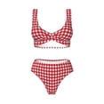 thumbnail image 4 of Daiia Red Checkboard Women's Bikini Set Two Piece Swimsuit High Waisted Bikini Adjustable Straps Bikini Perfect for Beach, Pool, and Summer Vacation-Medium, 4 of 9