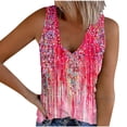 thumbnail image 2 of ALLLIST Pink Womens Tops Summer Button Embellished Sleeveless Graphic V-Neck Tank Tops Tank XXXL, 2 of 5