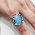 thumbnail image 4 of Blue Chalcedony Mans Ring, Natural Blue Chalcedony, Ring, Silver Jewelry, 925 Silver Ring, Gift, Heavy Mens Ring, Arabic Design, Ottoman Style Ring, Christmas, Turkey Mens Signet Ring, 4 of 7