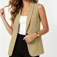 thumbnail image 5 of Double Breasted Linen Blazer For Women, Long Sleeve Breathable Work Jacket, Casual Plain Pocket Blazer, Business Casual Street Style Khaki 2XL, 5 of 7