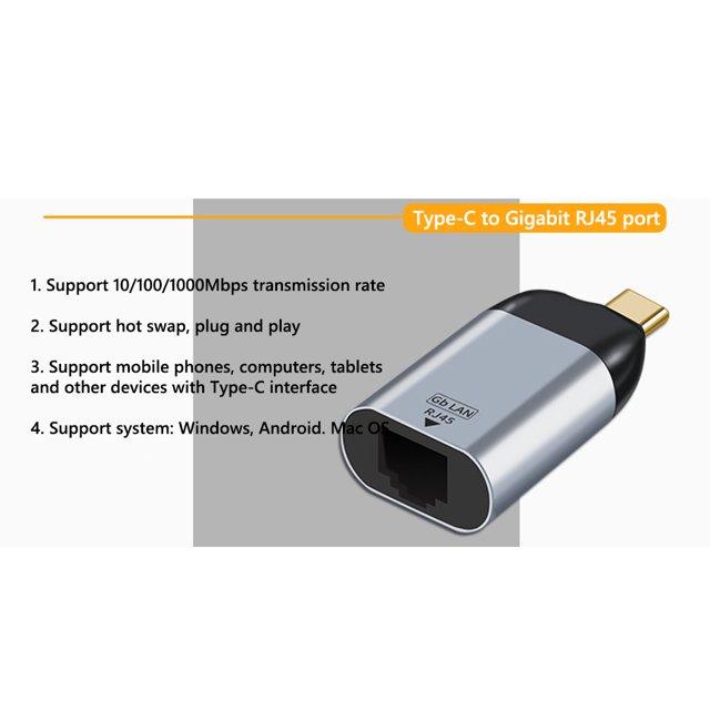 Convertidor De Video Convertidor De Video Macho Tipo C De 1000 Mbps A Hembra Rj45 Para Computadora Portátil Con Proyector