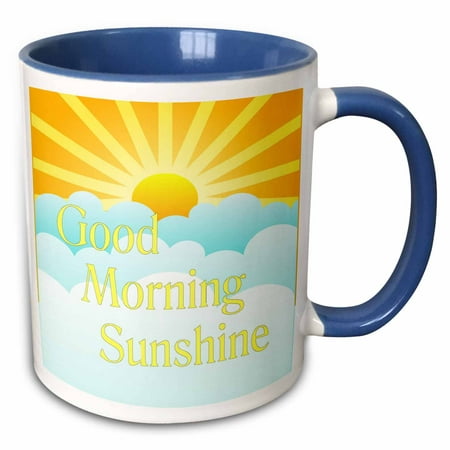 3dRose Image of Good Morning Sunshine Cartoon Sun And Clouds - Two Tone Blue Mug,