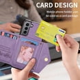 thumbnail image 3 of Flip Leather Wallet Cover for Samsung Galaxy S23 5G Crossbody Case with Credit Card Holder Strap Lanyard 6.1'', Women Girl Purse Kickstand (Purple,S23), 3 of 18