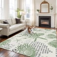 thumbnail image 3 of Green Coastal Washable Living Room Rugs 6'x9', Starfish Shell Coral Seahorse Low Pile Throw Large Area Rug Non-Slip Sturdy Edge Binding Carpet for Dining Room Kitchen Office, 3 of 9