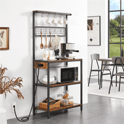 Yaheetech 67.5''H Adjustable Baker's Rack with With 4 Storage Shelves &10 Hooks,Rustic Brown