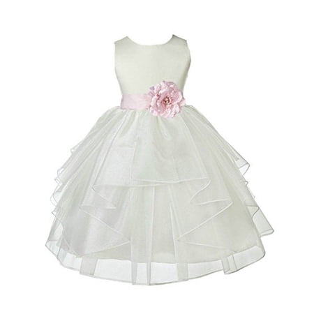Ekidsbridal Formal Ivory Shimmering Organza Flower Girl Dresses Junior Bridesmaid Toddler Birthday Party Formal Photoshoot Gown 4613S 6