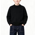 thumbnail image 2 of Boys Knit Cotton Pullover Sweaters Crewneck Warm Casual Long Sleeve Kids Fall Winter Clothes Black 6, 2 of 8