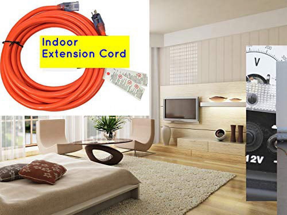 10/3 Extension Cord 25 ft 10 gauge extension cords Indoor/Outdoor Extension Cord with Lighted End, 25-Foot(25 ft, Orange)