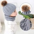 thumbnail image 2 of (gris) Gorro de invierno con bufanda para bebé - Gorro de punto con pompón de invierno de 0 a 36 meses, conjunto de gorros y bufandas para niños, niñas y niños, 2 of 5