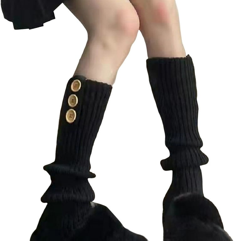 Women s Fashion Leg Warmers Long Warm 3 Buttons Boot Calf Socks for Women and Girls Fashion White