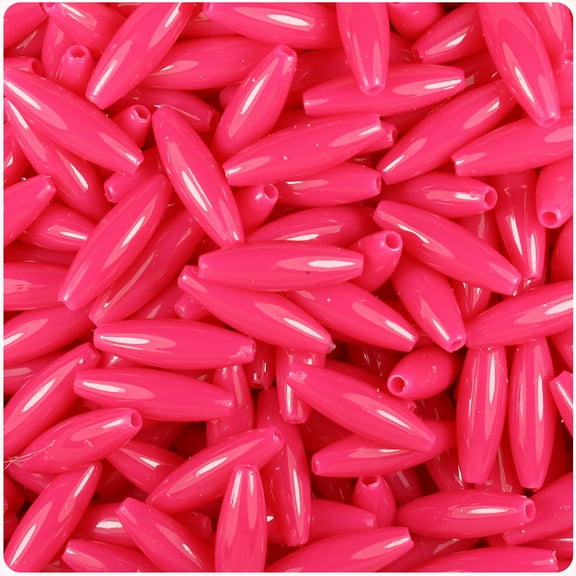 BeadTin Magenta Neon Bright 19mm Spaghetti Craft Beads (150pcs)