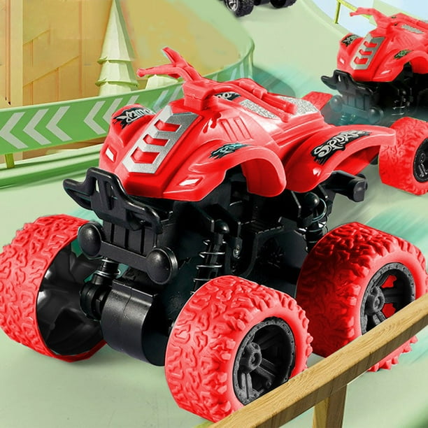 Coches 4x4 con tracción inercial | Vehículos de juguete de acción rápida | Plástico ABS resistente | Juego de 4 colores | Regalos y recuerdos de fiesta para niños a partir de 3 años