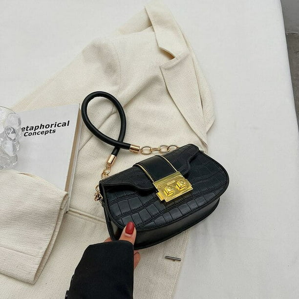 LHSHID Korean Style Fashion Shoulder Bag Solid Pu Leather Small Handbags Underarm Bags For Women Crossbody With Lock