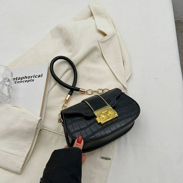 LHSHID Korean Style Fashion Shoulder Bag Solid Pu Leather Small Handbags Underarm Bags For Women Crossbody With Lock
