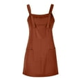 thumbnail image 2 of Manxivoo Womens Summer Dresses Women Soild Pinafore Square Apron Garden Work Pinafore Dress Suspender Dress Summer Dresses 2023 Brown, 2 of 5