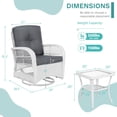 thumbnail image 3 of MEETWARM 3 Pieces Outdoor Wicker Swivel Rocker Patio Set, Rocking Chairs Rattan Patio Furniture Sets with Thickened Cushion and Glass-Top Coffee Table, Conversation Bistro Set, White Wicker/Grey, 3 of 8