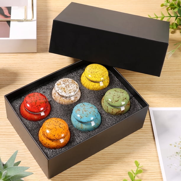 Juego de 6 Pequeñas Urnas para Recuerdos de Cenizas Humanas, Mini Urnas de Cerámica para Cremación, Contenedor de Cenizas Humanas y de Mascotas, Contenedor Funerario con Caja y Forro para Conmemorar