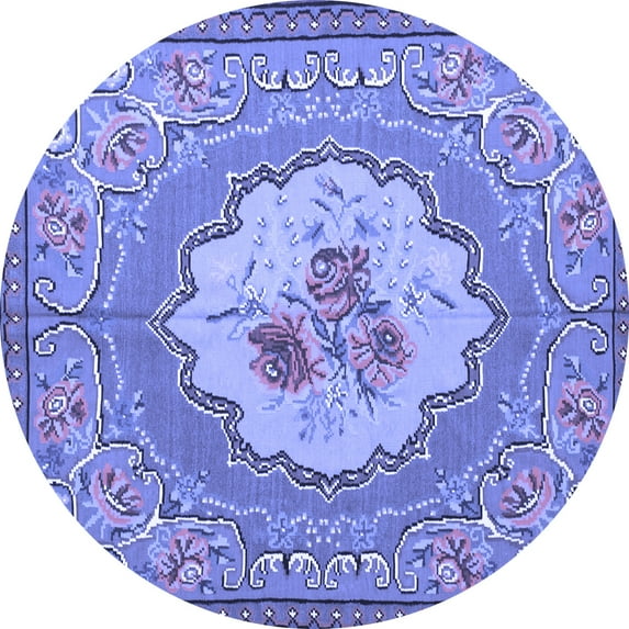 Ahgly Company Indoor Round Medallion Blue French Area Rugs, 3' Round