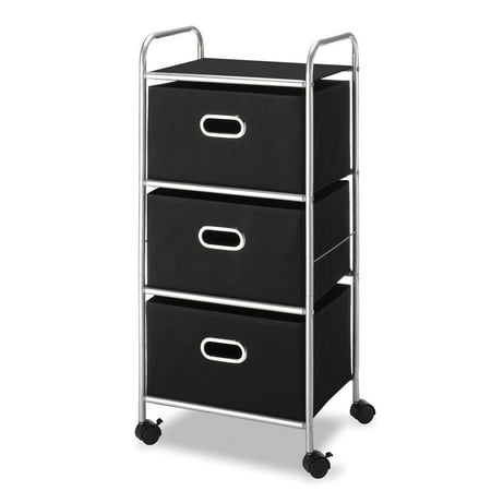 Whitmor 3 Drawer Chest Cart Black Silver