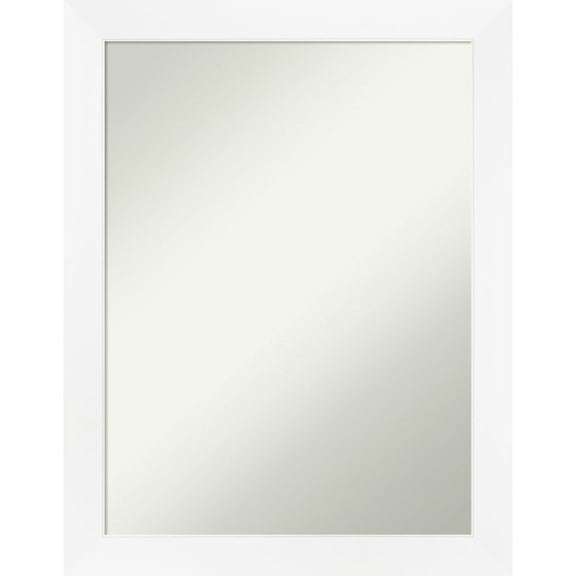 Amanti Art Cabinet White Narrow Framed Non-Beveled Bathroom Vanity Wall Mirror - 21.25 x 27.25 in