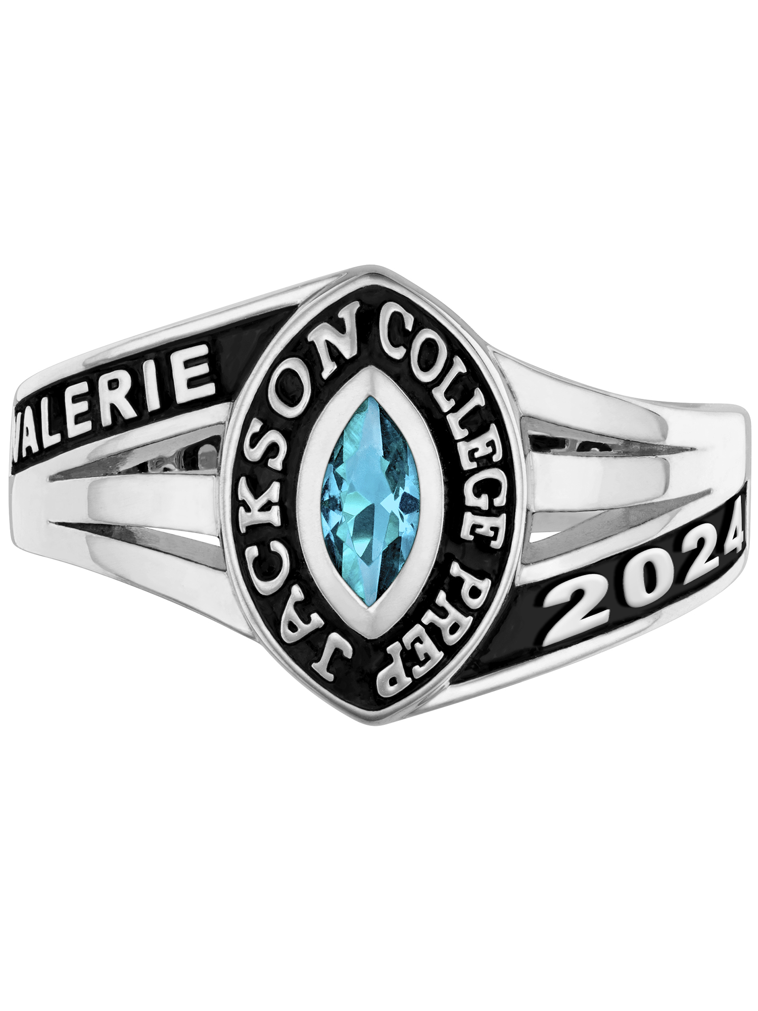 Order Now for 2025 Graduation, Freestyle Women's Platinum Plated Celebrium Marquise Tailored Class Ring, Personalized, High School or College Graduation