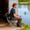 thumbnail image 5 of Outdoor Folding Chair with Backrest, Portable Stainless Steel Stool for Camping Fishing Barbecue, Compact Storage, Multi-Color, 5 of 5