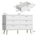 thumbnail image 3 of MONSLIPA Commode à 6 Tiroirs Larges et Accents Métalliques, Coffre de Rangement Moderne Blanc pour Couloir, Entrée Ou Chambre, 3 of 5