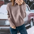 thumbnail image 2 of Duoif Fall Sweaters, Women's Loose Pullover Sweater - Solid Color Base Layer Sweaters for Women Khaki XL, 2 of 4